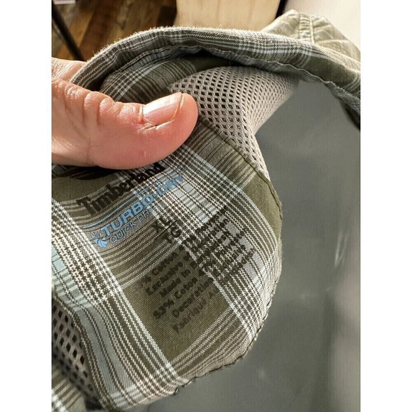 TIMBERLAND Mens Button Down Check Shirt XL Blue Tan - Picture 6 of 7